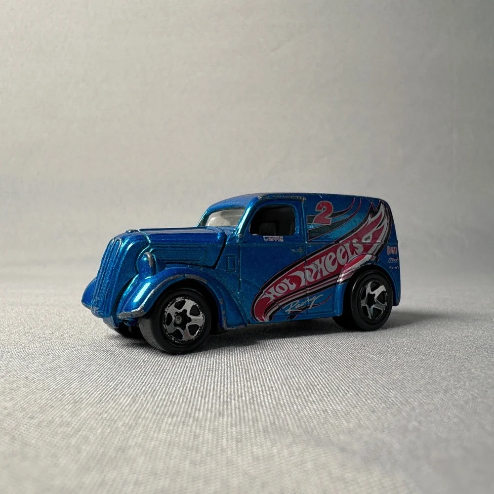 Hot Wheels Anglia Racing Van Metallic Blue Diecast Car 1999 Mattel Opening Hood